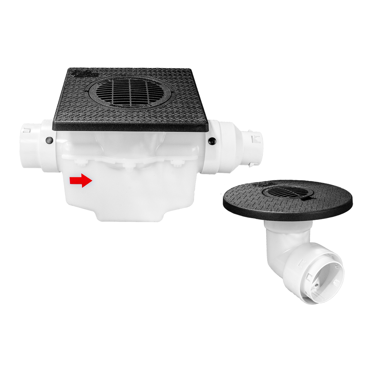 Square Turf Plate 12 x 12<br>Single Line Catch Basin<br>Grated Emitter Kit