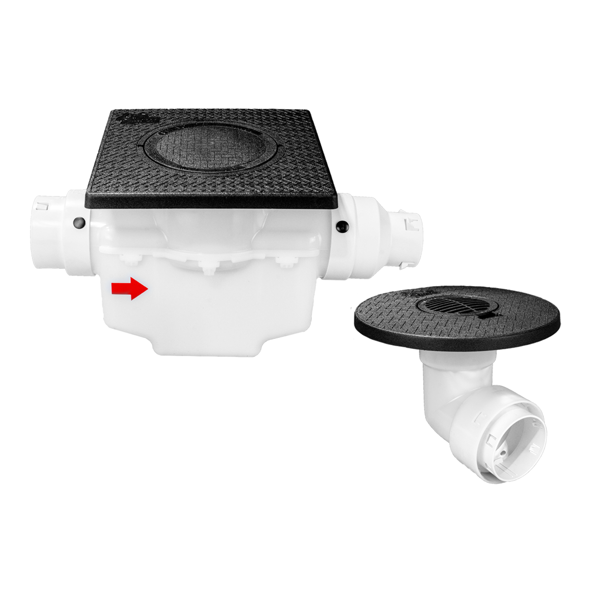 Square Turf Plate 12 x 12<br>Single Line Catch Basin<br>Grated Emitter Kit