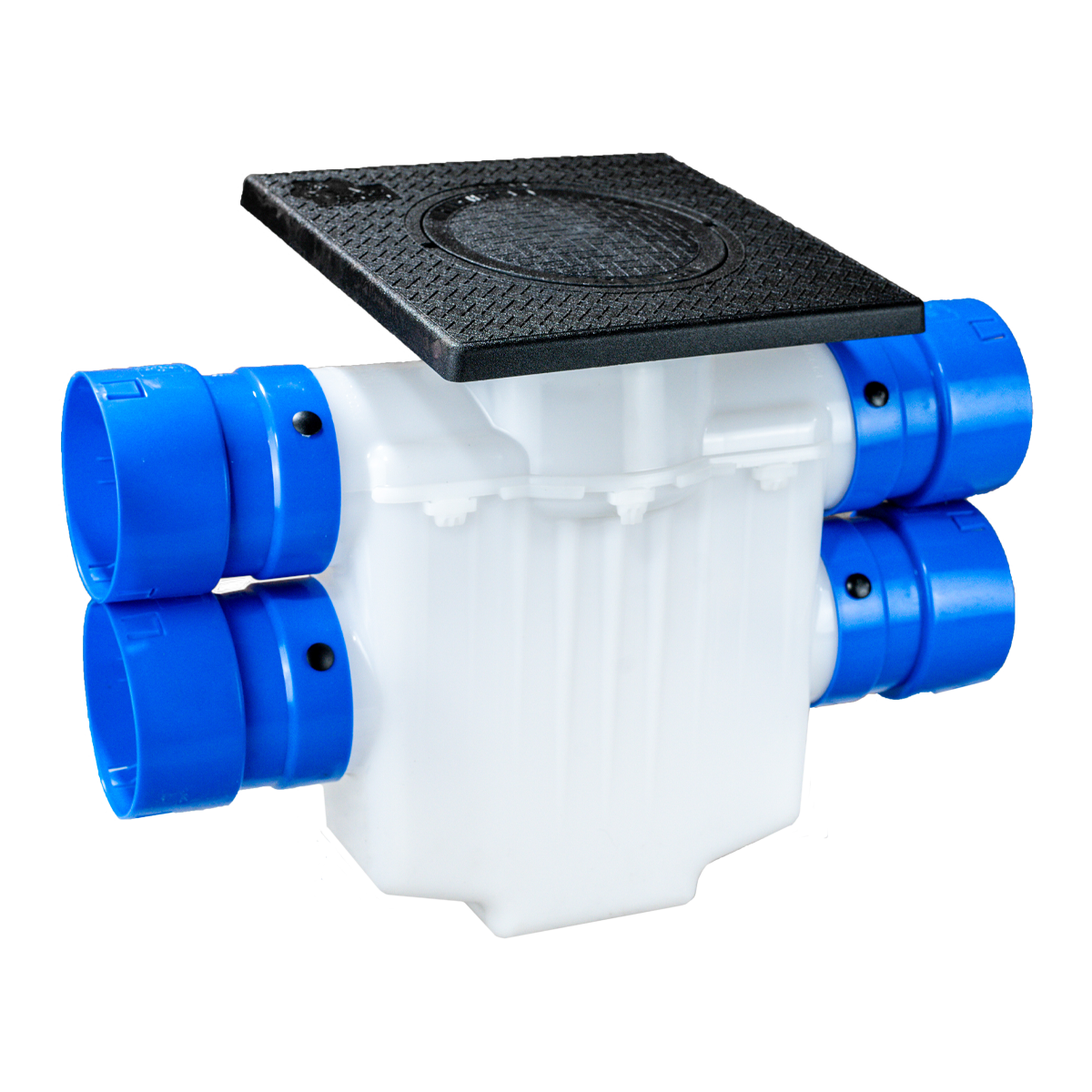 6 Inch<br>4-Way Connect Catch Basin<br>Double Pipe System