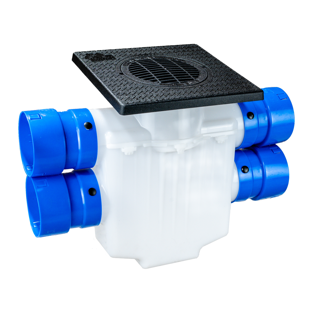 6 Inch<br>4-Way Connect Catch Basin<br>Double Pipe System
