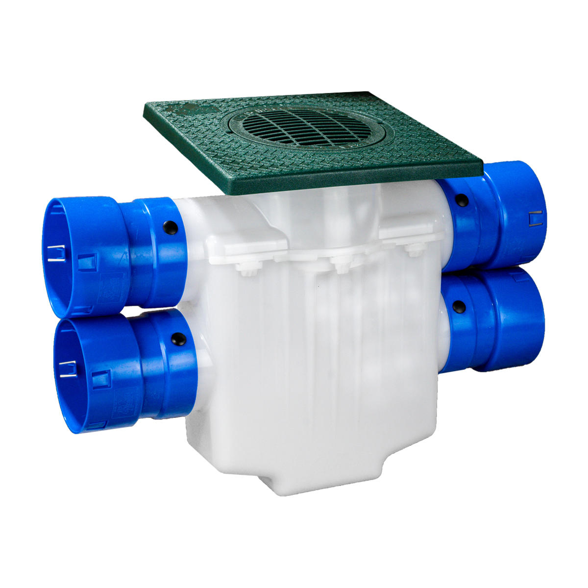 6 Inch<br>4-Way Connect Catch Basin<br>Double Pipe System