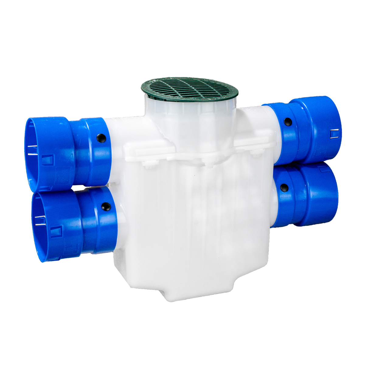 6 Inch<br>4-Way Connect Catch Basin<br>Double Pipe System