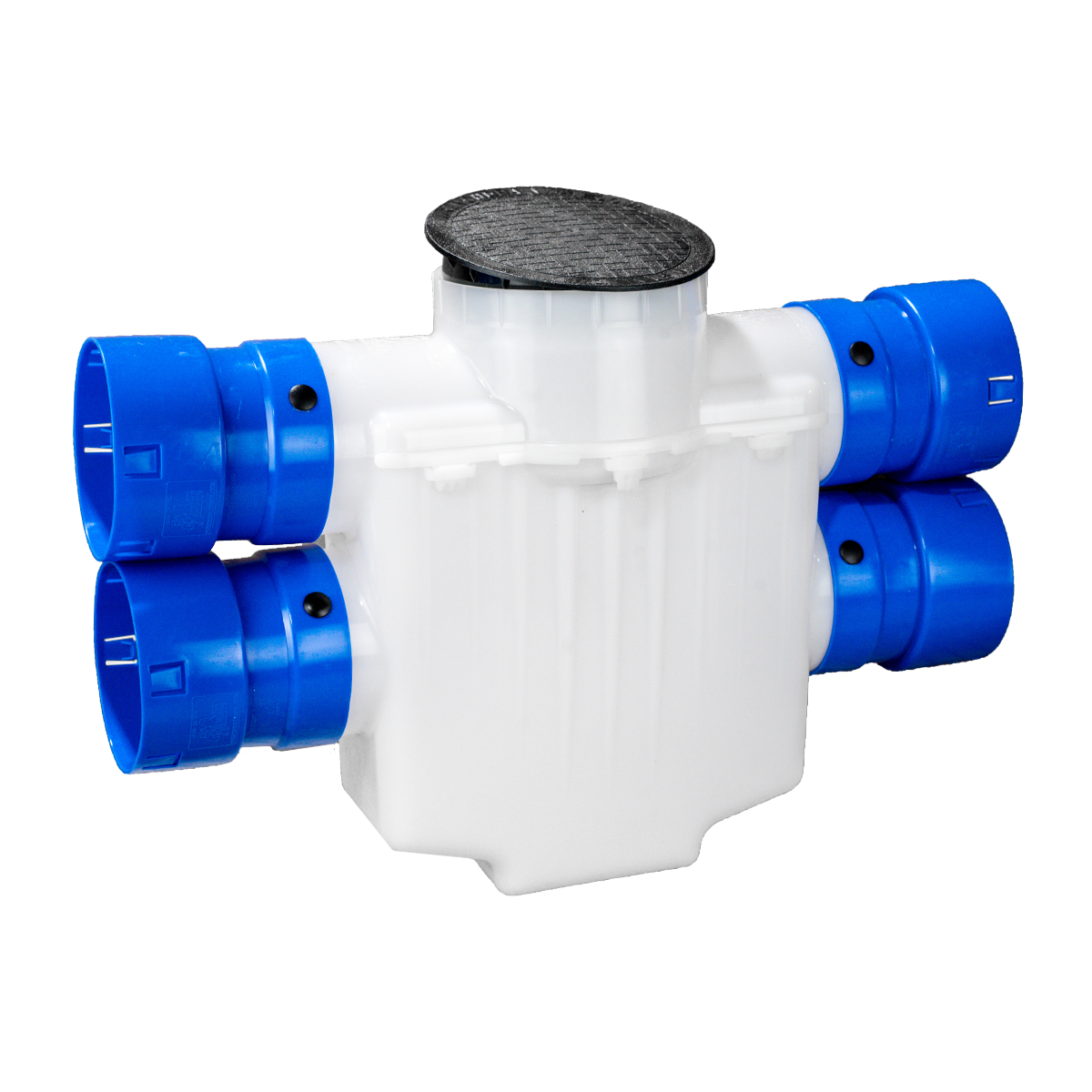 6 Inch<br>4-Way Connect Catch Basin<br>Double Pipe System