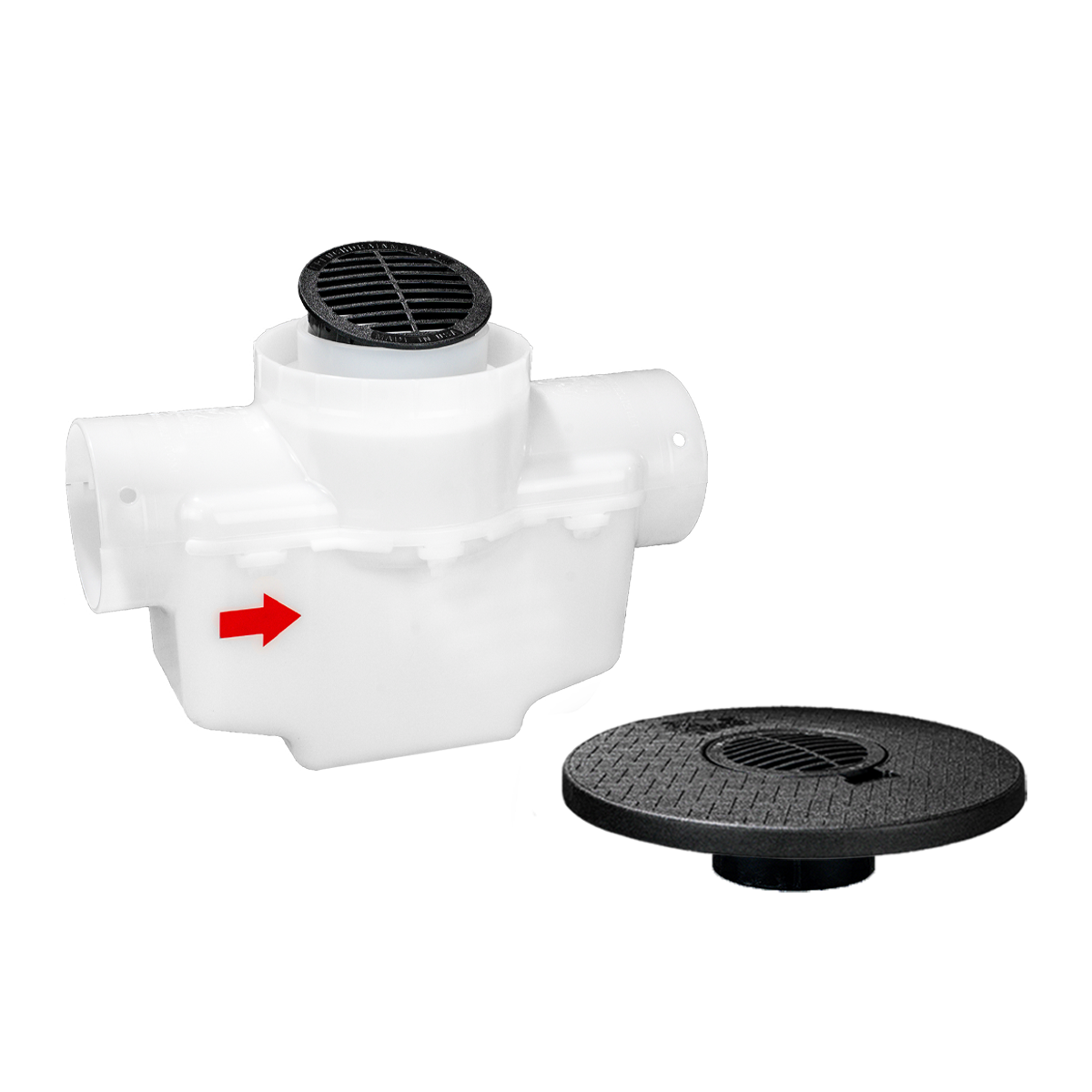 4 Inch Round Lid<br>Single Line Catch Basin<br>Grated Emitter Kit