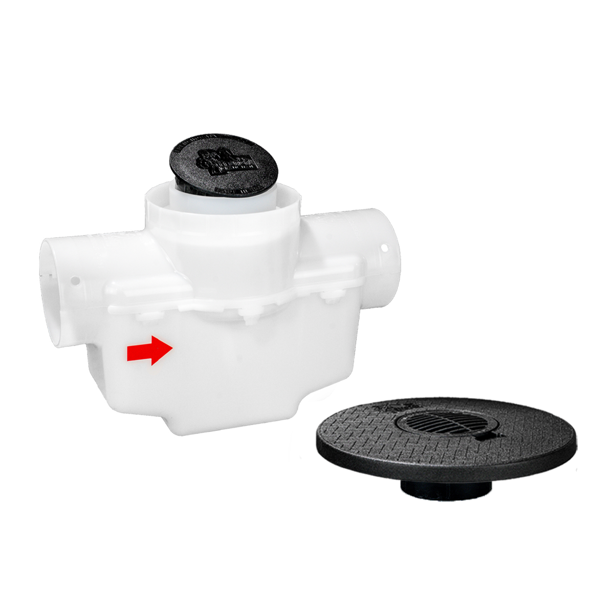 4 Inch Round Lid<br>Single Line Catch Basin<br>Grated Emitter Kit