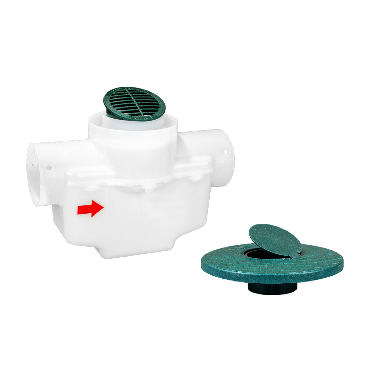 4 Inch Round Lid<br>Single Line Catch Basin<br>Pop Up Emitter Kit
