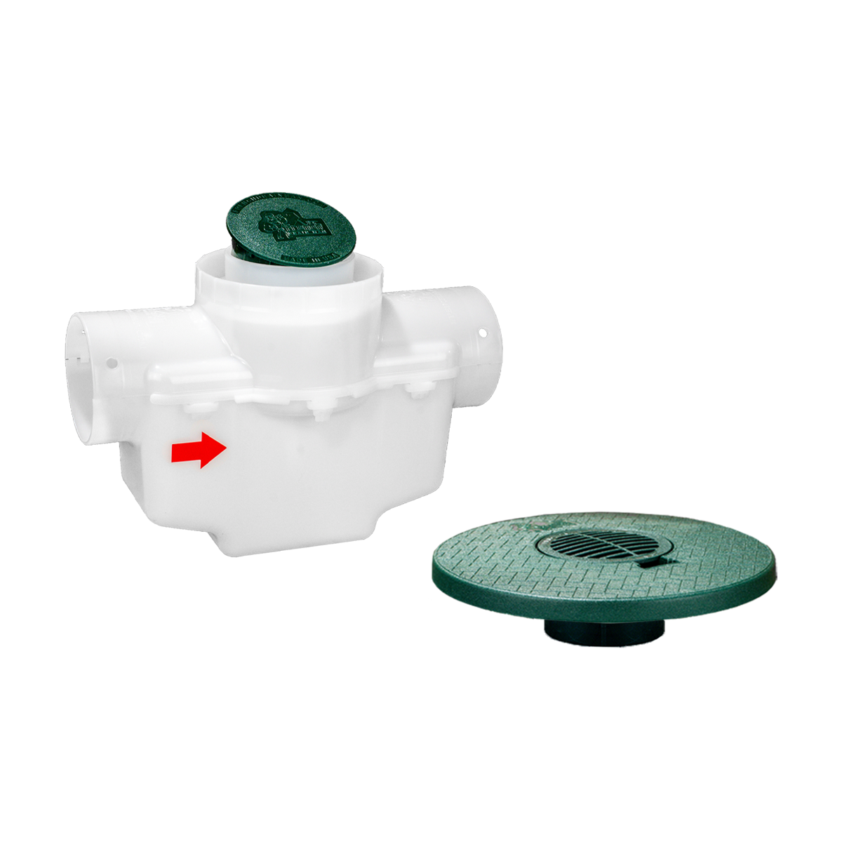 4 Inch Round Lid<br>Single Line Catch Basin<br>Grated Emitter Kit