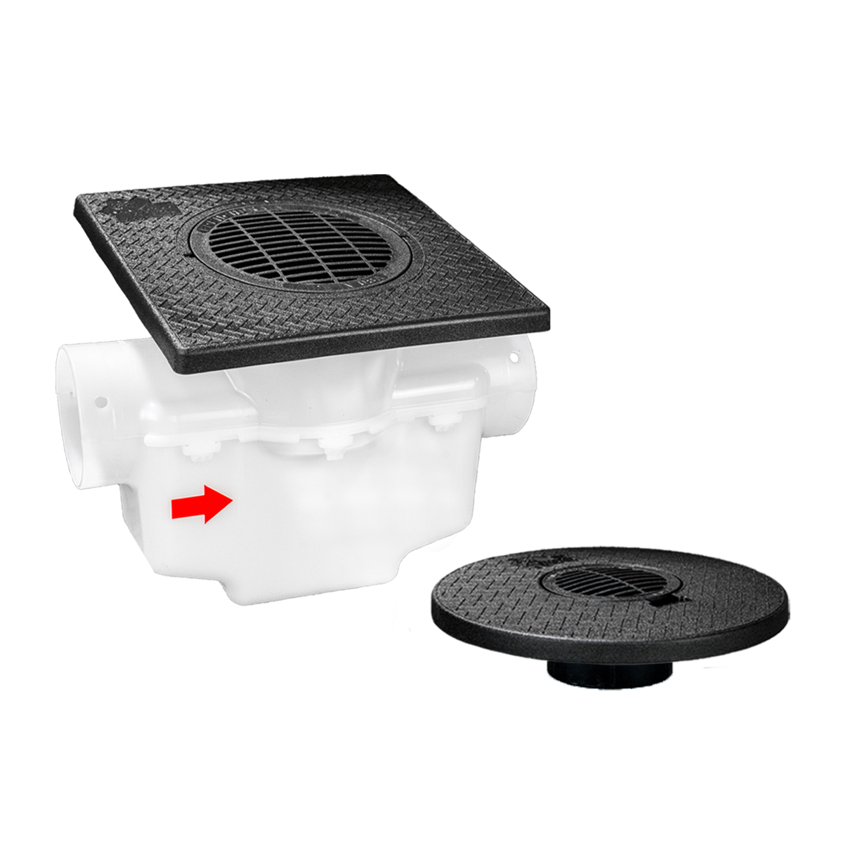 Square Turf Plate 12 x 12<br>Single Line Catch Basin<br>Grated Emitter Kit