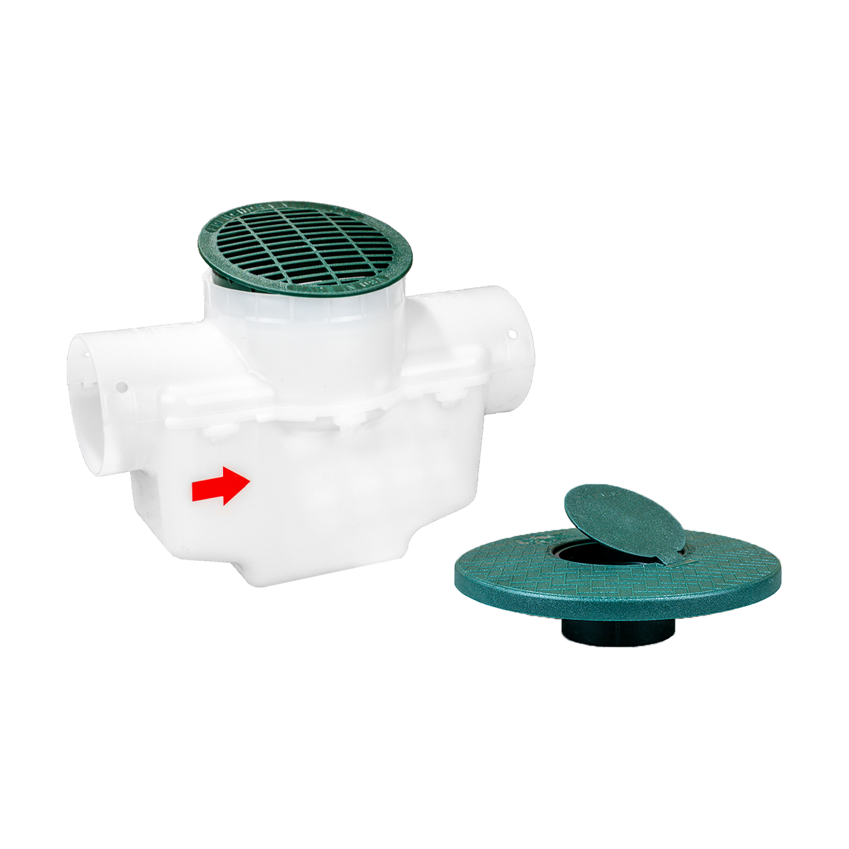 6 Inch Round Lid<br>Single Line Catch Basin<br>Pop Up Emitter Kit
