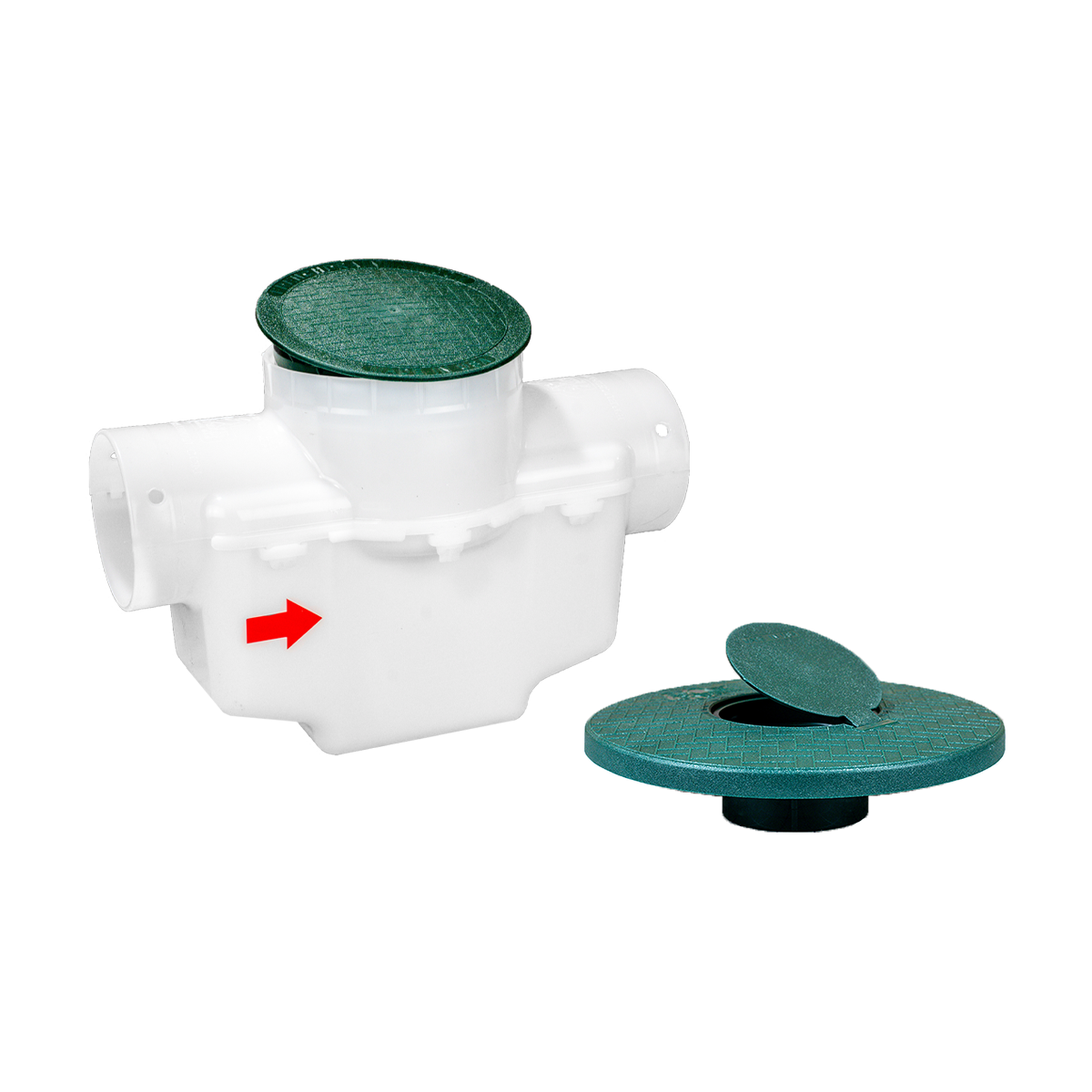 6 Inch Round Lid<br>Single Line Catch Basin<br>Pop Up Emitter Kit
