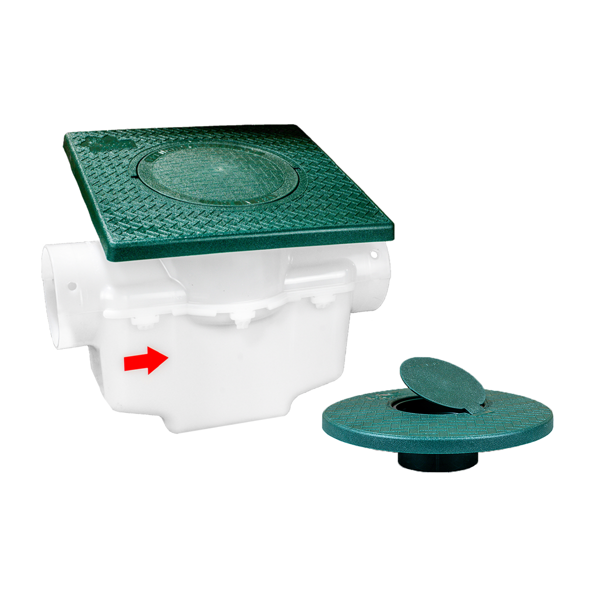 Square Turf Plate 12 x 12<br>Single Line Catch Basin<br>Pop Up Emitter Kit