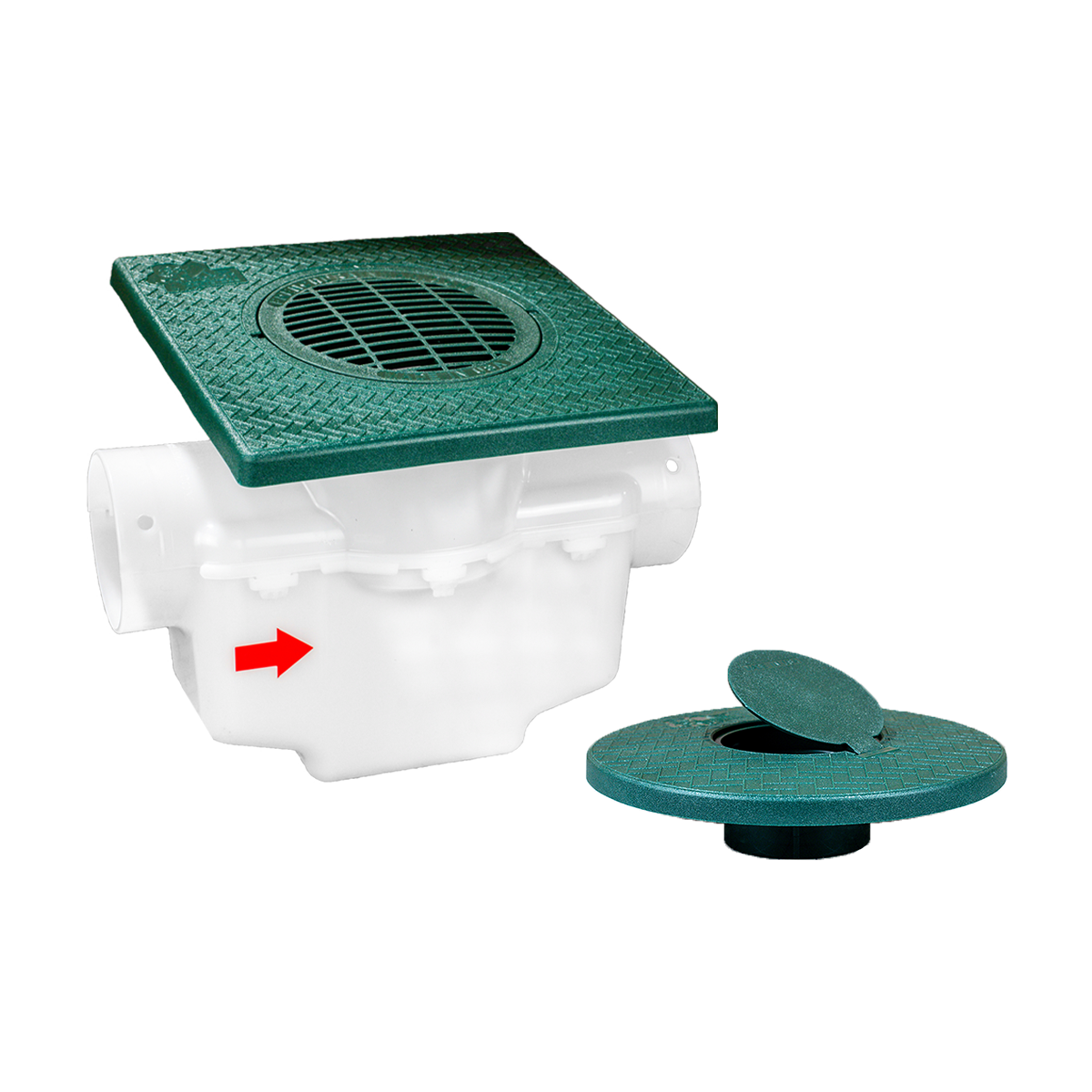 Square Turf Plate 12 x 12<br>Single Line Catch Basin<br>Pop Up Emitter Kit