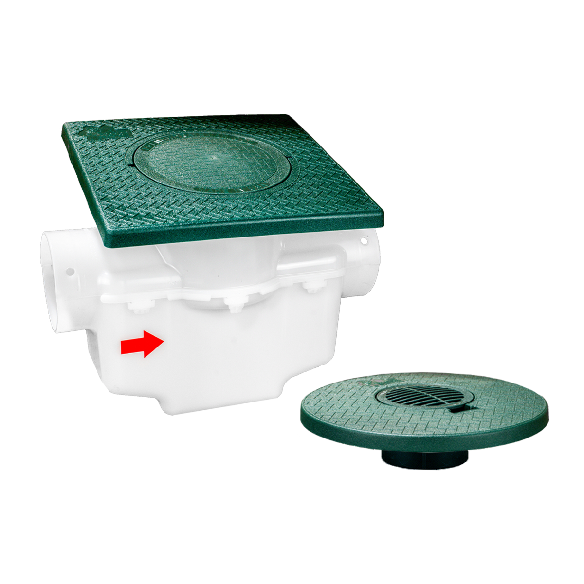 Square Turf Plate 12 x 12<br>Single Line Catch Basin<br>Grated Emitter Kit