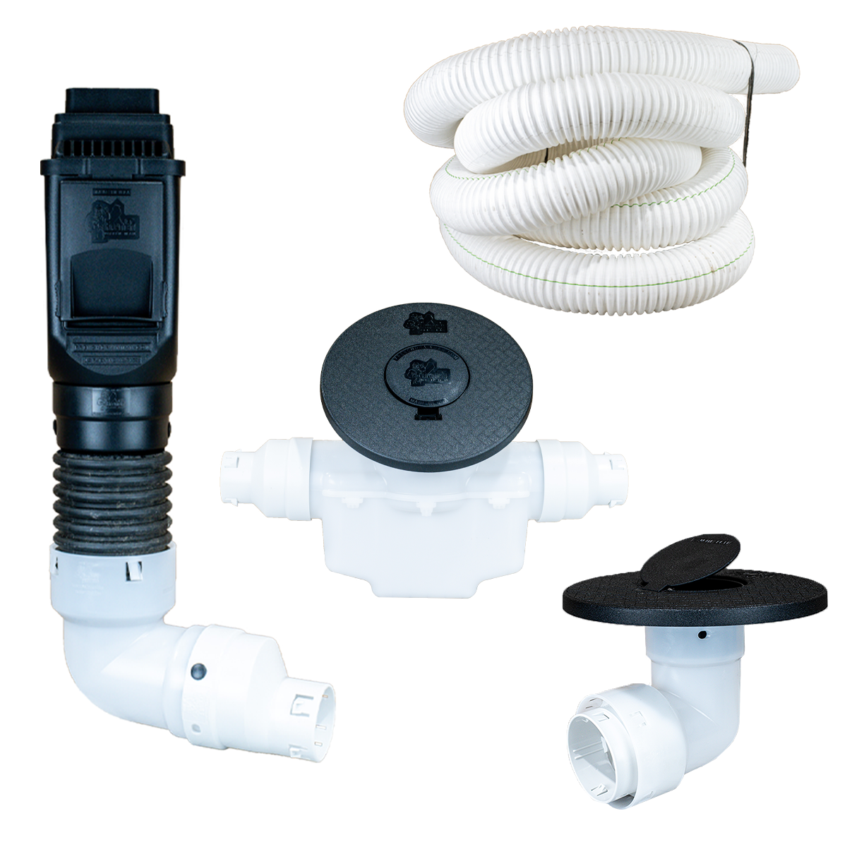 Black Torrential Rain </br> 3 Inch Pro Downspout Kit </br> With Basin