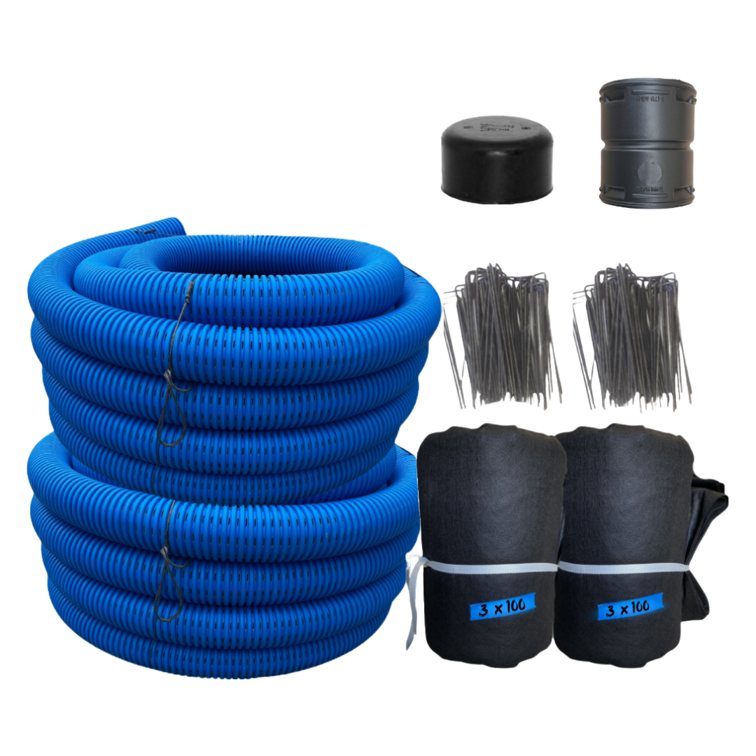 3 Inch High Octane ®<br> Armor 8-Row<br>Starter French Drain Kit<br>Single Pipe System