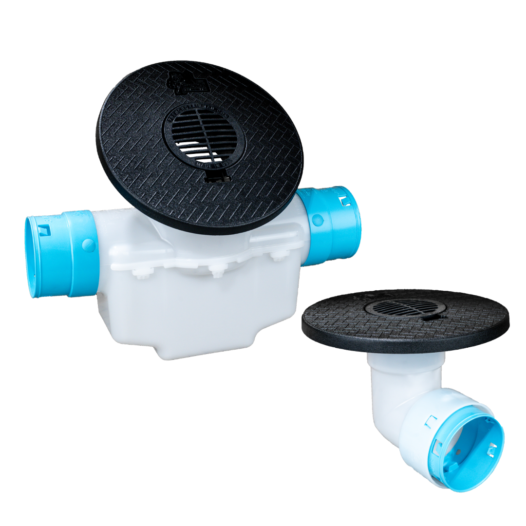 4 Inch<br>Single Line Catch Basin<br>Grated Emitter Kit<br>3½ Inch Connection