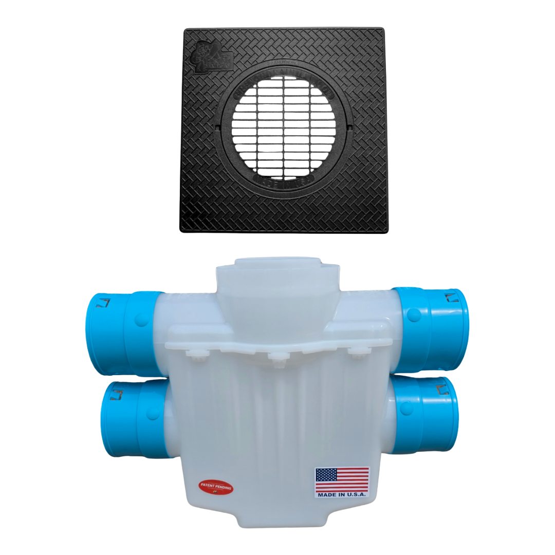 6 Inch 4-Way Connect Catch Basin</br>3½ Inch Double Pipe System