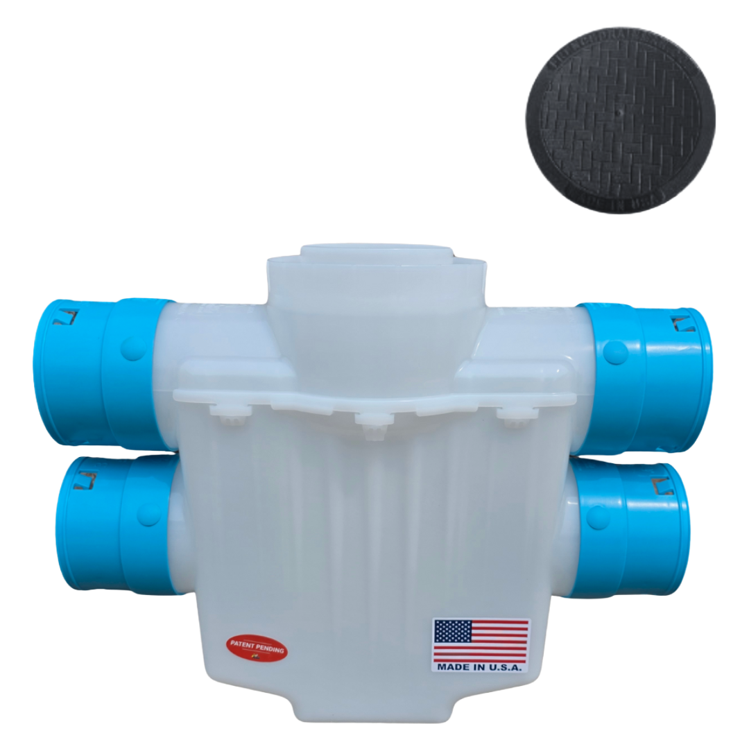 6 Inch 4-Way Connect Catch Basin</br>3½ Inch Double Pipe System