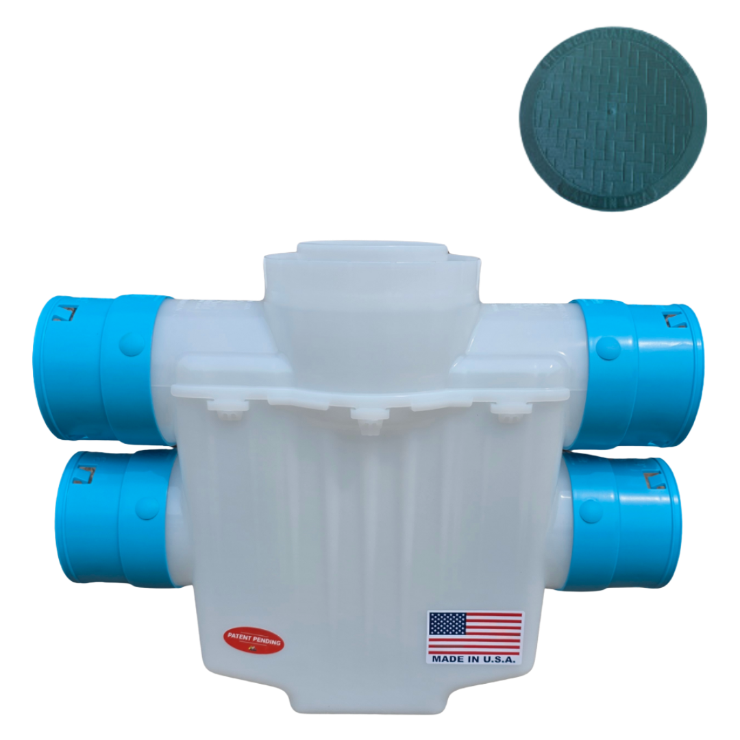 6 Inch 4-Way Connect Catch Basin</br>3½ Inch Double Pipe System