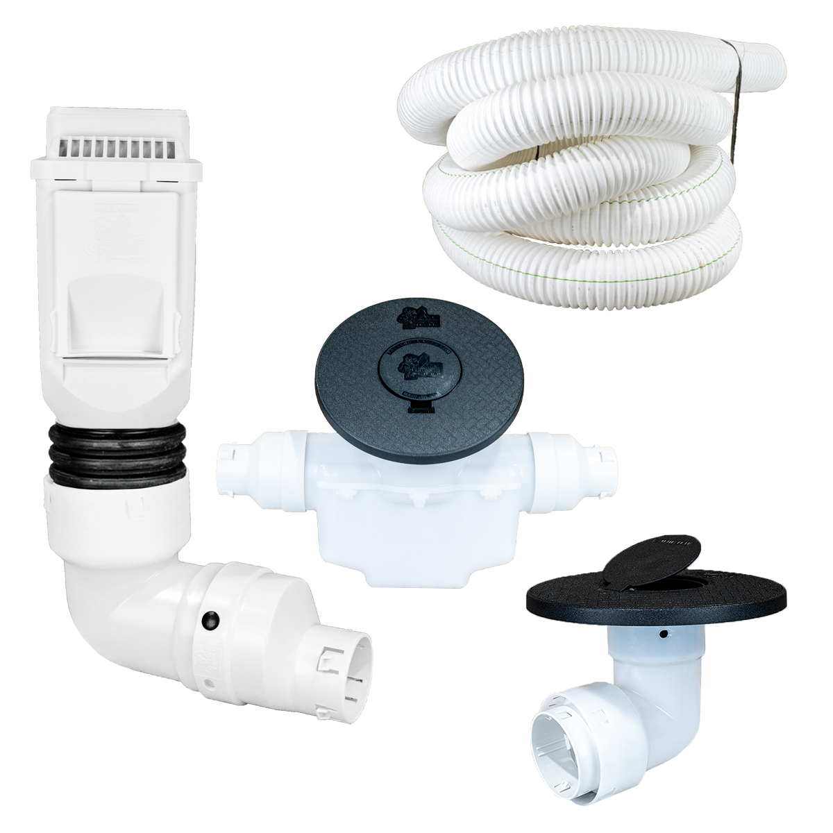 White Torrential Rain </br> 3 Inch Pro Downspout Kit </br> With Basin