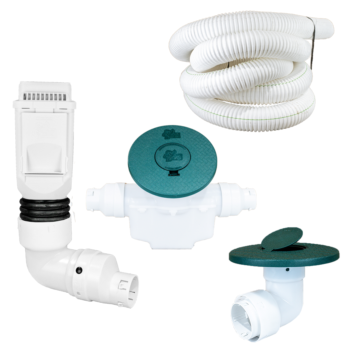 White Torrential Rain </br> 3 Inch Pro Downspout Kit </br> With Basin