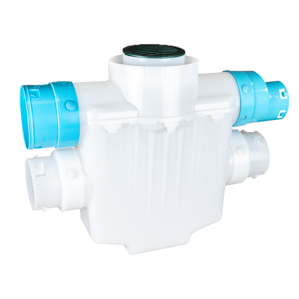 4 Inch 4-Way Connect<br>Catch Basin Super Sump<br>Connects to 3½ Inch Corrugated