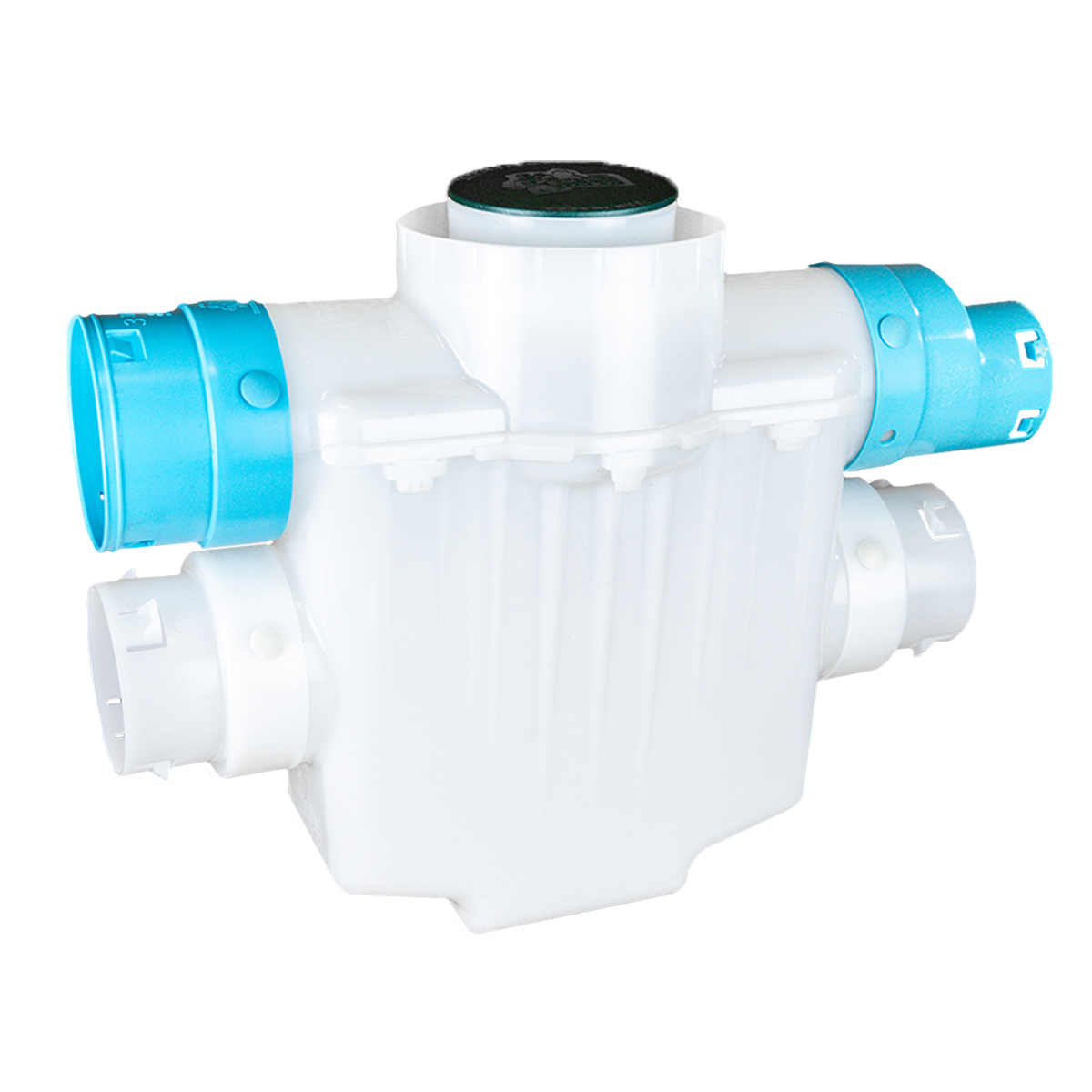 4 Inch 4-Way Connect<br>Catch Basin Super Sump<br>Connects to 3½ Inch Corrugated