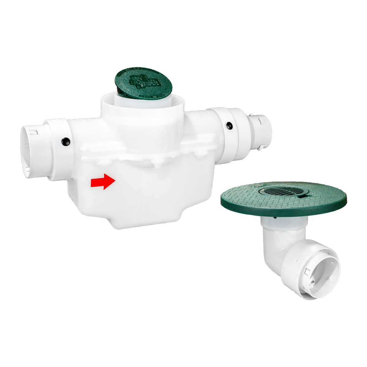 4 Inch Round Lid<br>Single Line Catch Basin<br>Grated Emitter Kit