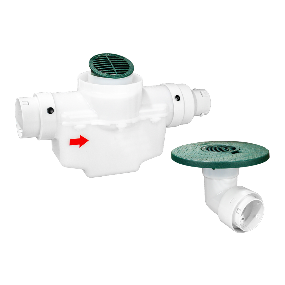 4 Inch Round Lid<br>Single Line Catch Basin<br>Grated Emitter Kit