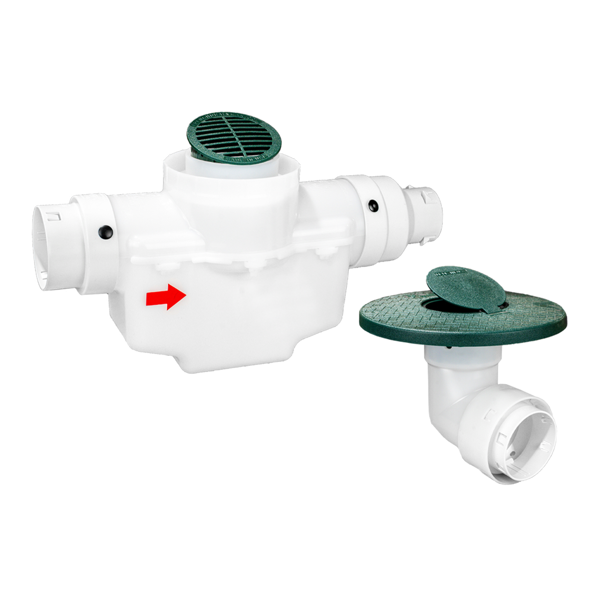 4 Inch Round Lid<br>Single Line Catch Basin<br>Pop Up Emitter Kit