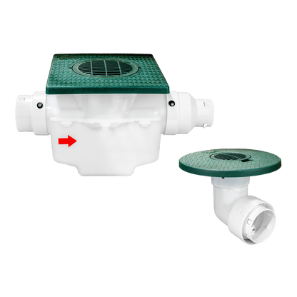 Square Turf Plate 12 x 12<br>Single Line Catch Basin<br>Grated Emitter Kit