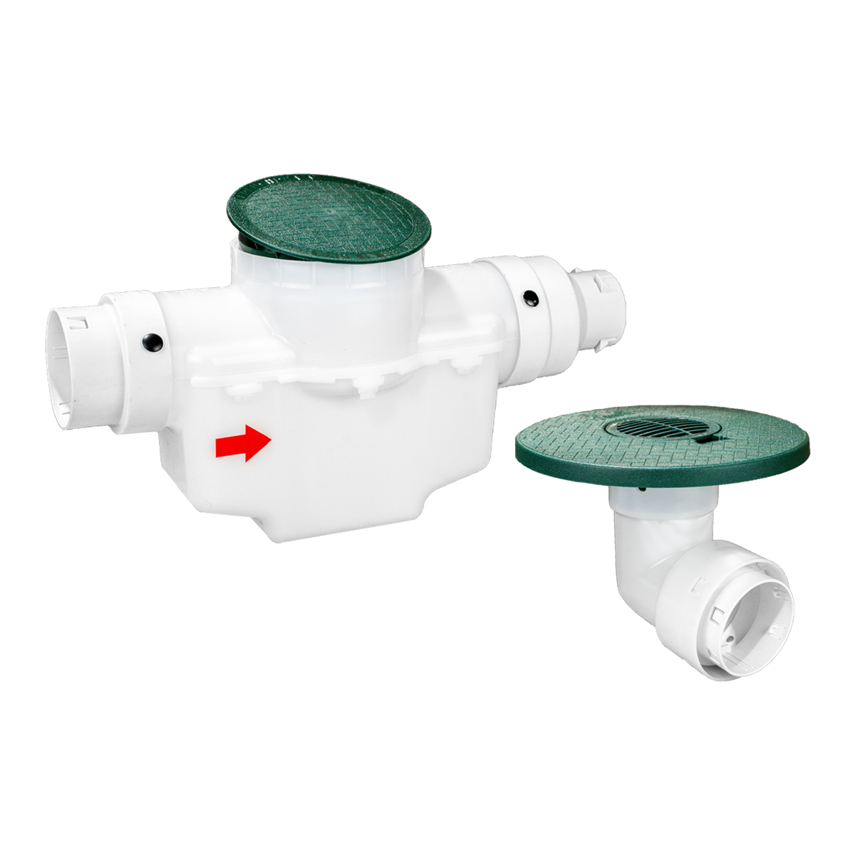 6 Inch Round Lid<br>Single Line Catch Basin<br>Grated Emitter Kit