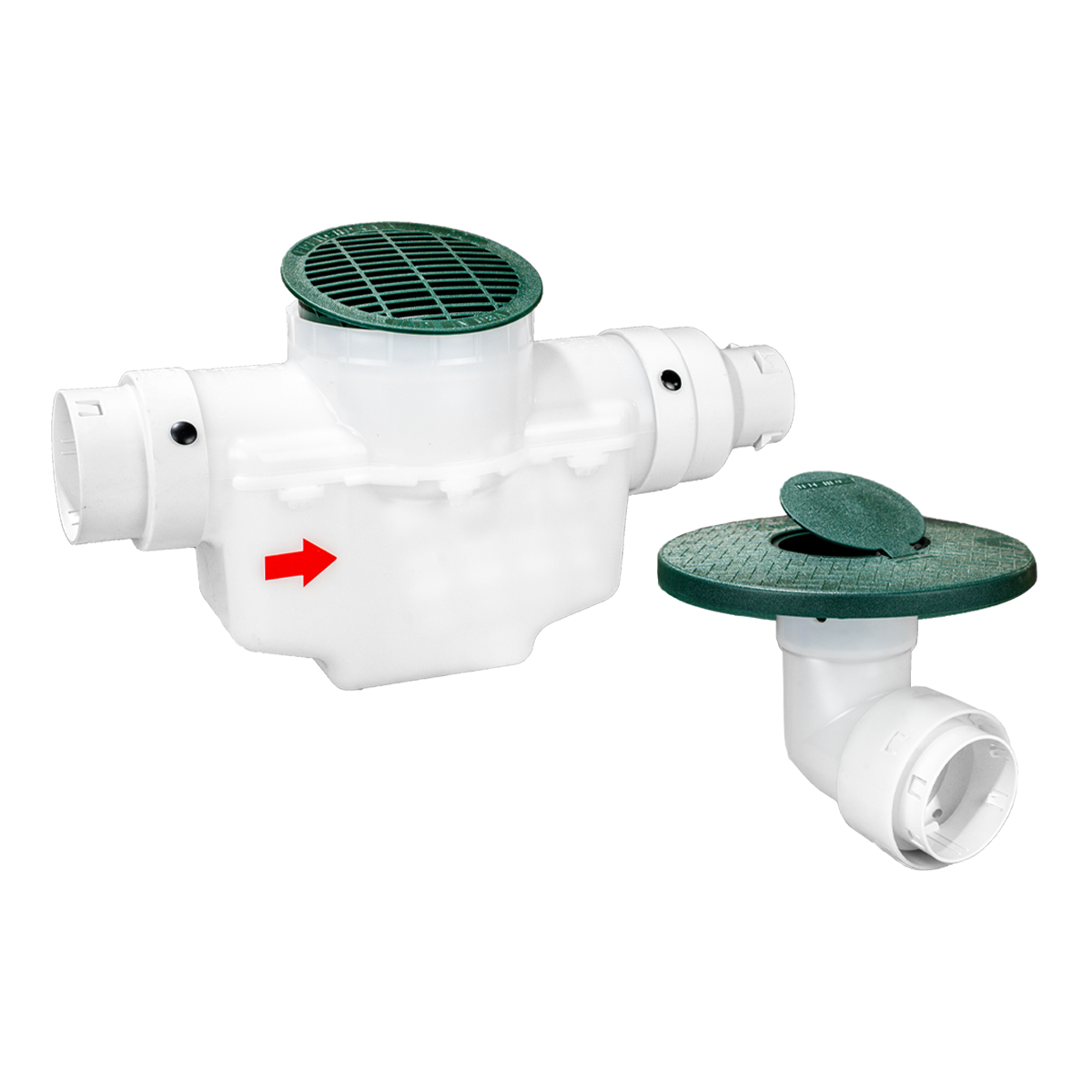 6 Inch Round Lid<br>Single Line Catch Basin<br>Pop Up Emitter Kit