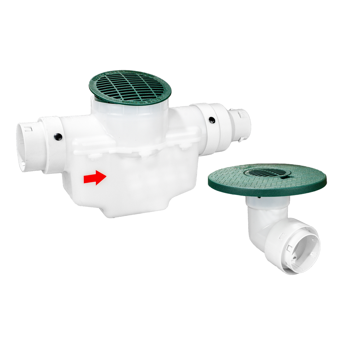 6 Inch Round Lid<br>Single Line Catch Basin<br>Grated Emitter Kit