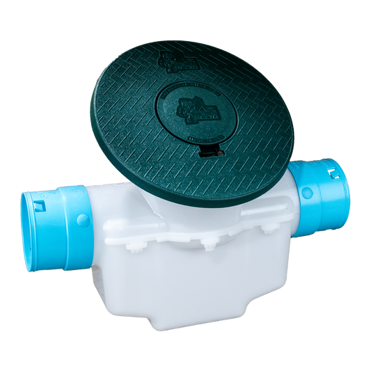 4 Inch Catch Basin with</br>Turf Restrictor Plate</br>Connects to 3½ Inch Corrugated