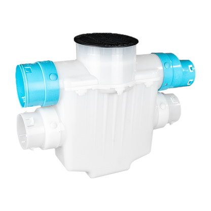6 Inch 4-Way Connect<br>Catch Basin<br>Super Sump<br>Connects to 3½ Inch Corrugated