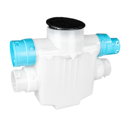 6 Inch 4-Way Connect<br>Catch Basin<br>Super Sump<br>Connects to 3½ Inch Corrugated