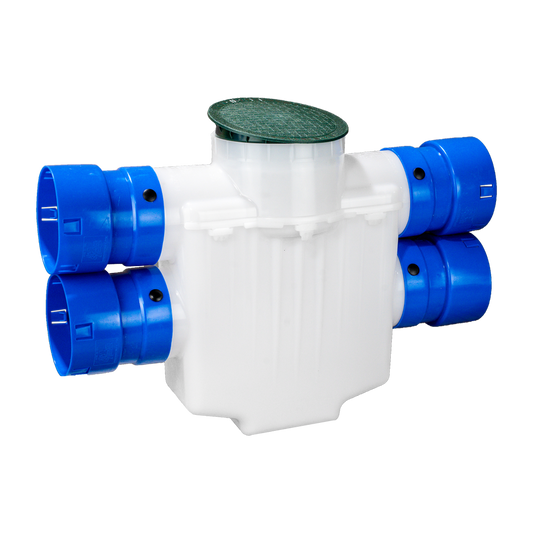 6 Inch Round Lid<br>4-Way Connect Catch Basin<br>Double Pipe System