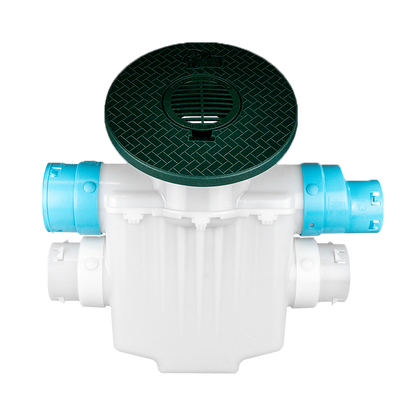 4 Inch 4-Way Connect<br>Catch Basin Super Sump<br>Connects to 3½ Inch Corrugated