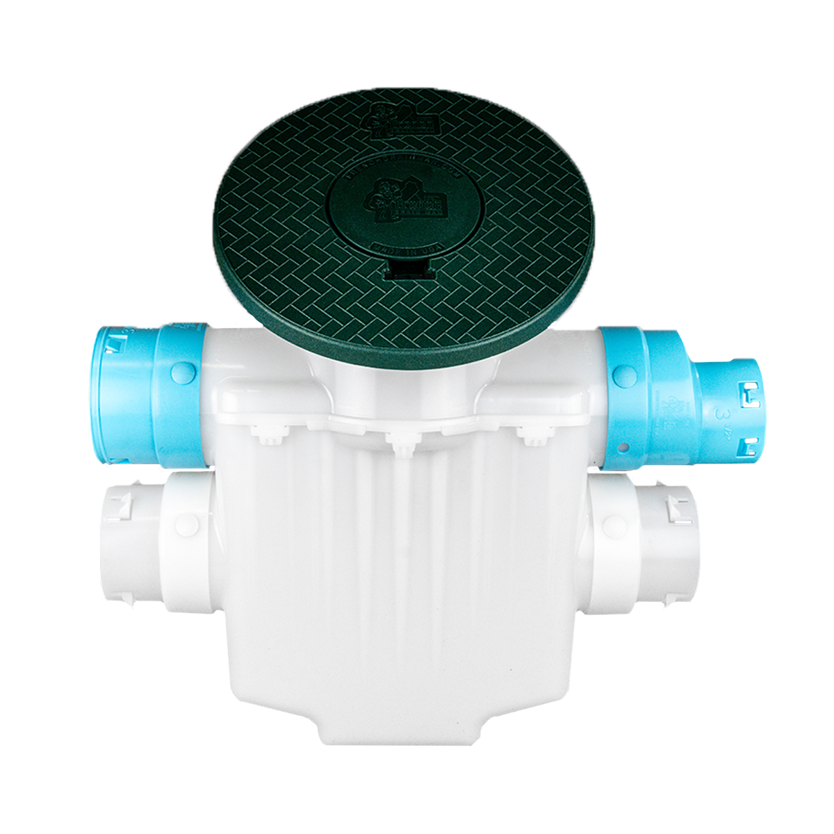4 Inch 4-Way Connect<br>Catch Basin Super Sump<br>Connects to 3½ Inch Corrugated