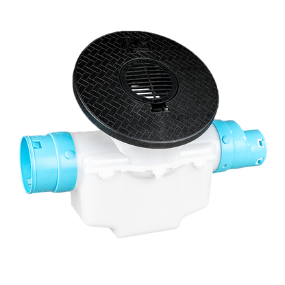 4 Inch Catch Basin<br>with Turf Restrictor Plate<br>Connects to 3½ Inch Corrugated