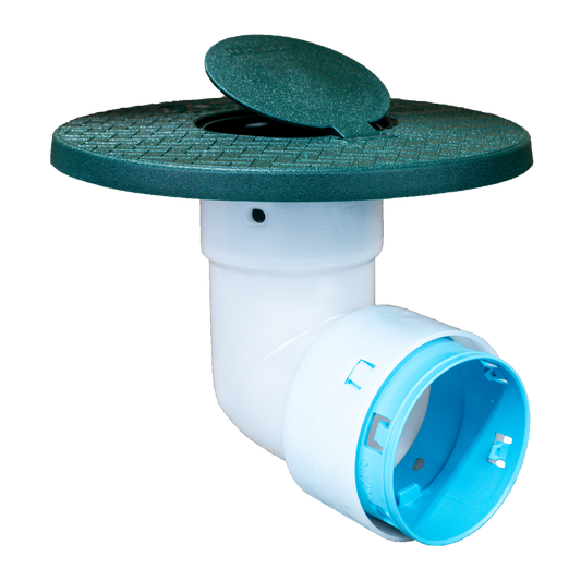 Not Quite a 90</br>Pop-Up Emitter</br>Connects to 3½ Inch Corrugated