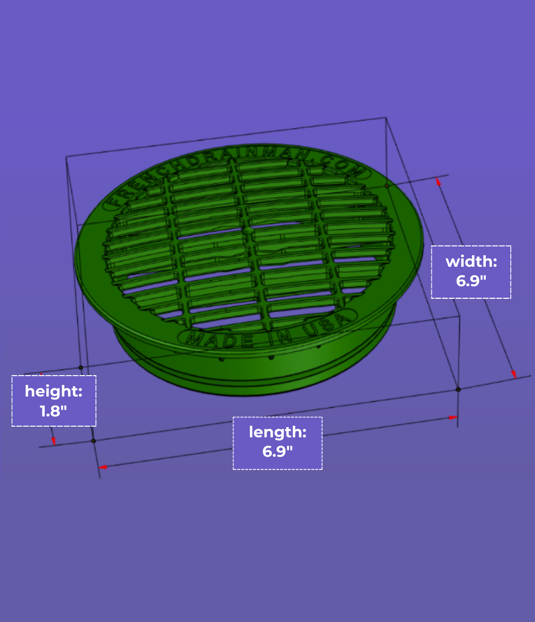 6 Inch Black<br>Full Throttle Drain Grate