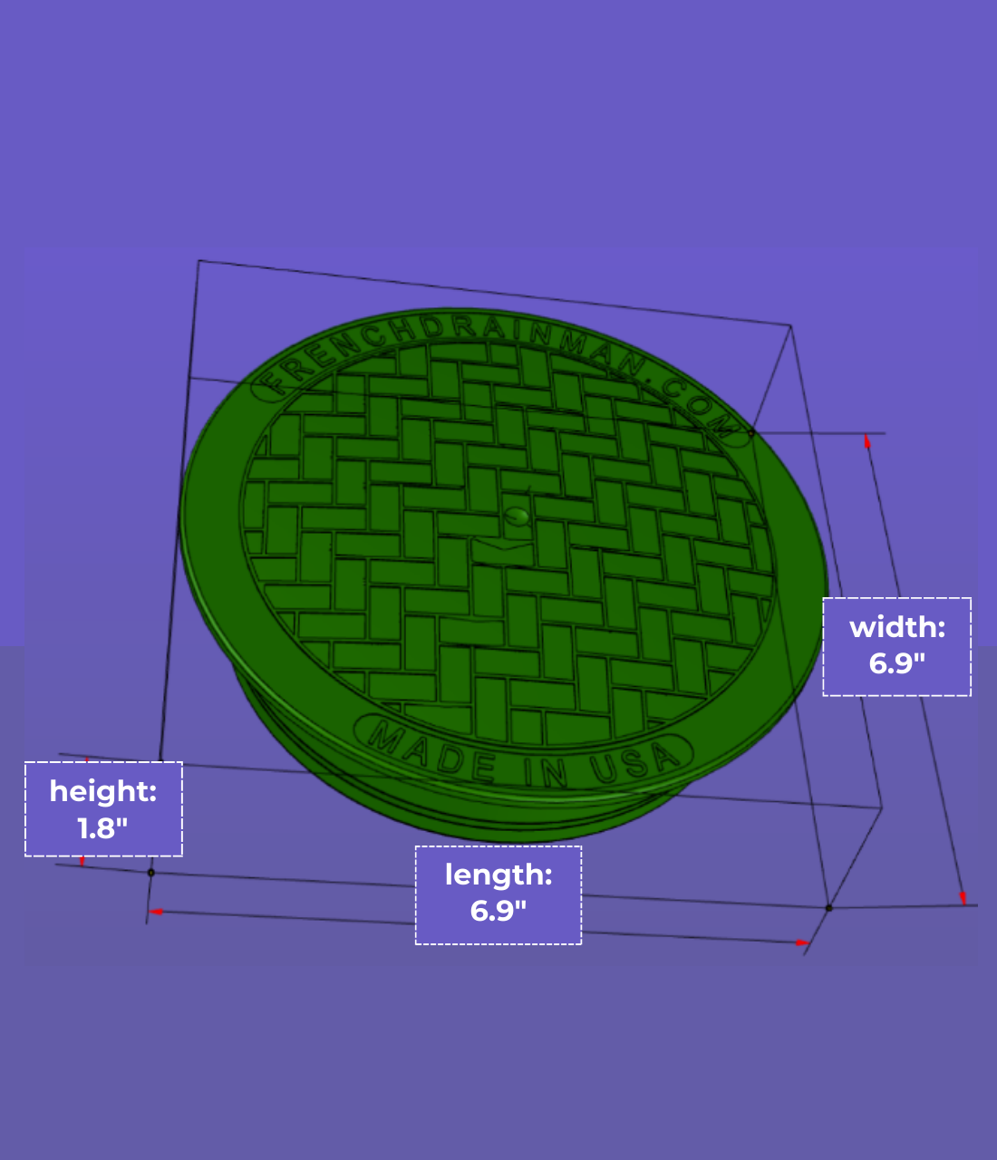 6 Inch Black Solid Drain Cover