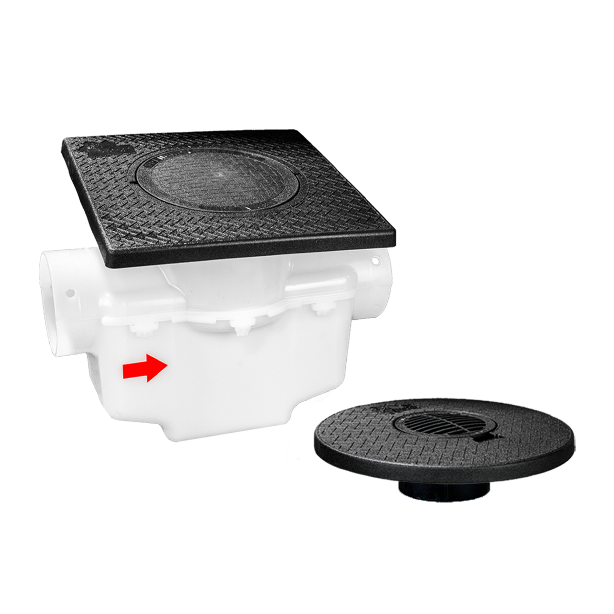 Square Turf Plate 12 x 12<br>Single Line Catch Basin<br>Grated Emitter Kit