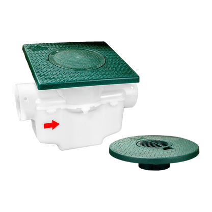 Square Turf Plate 12 x 12<br>Single Line Catch Basin<br>Grated Emitter Kit