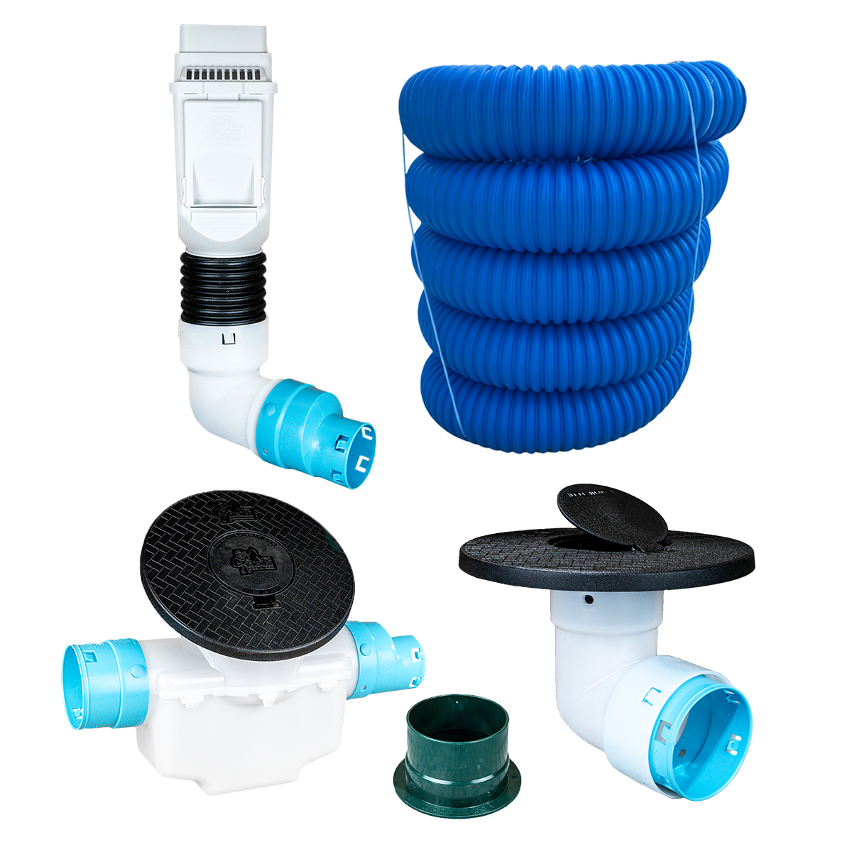 3½ Inch Premium Pro Kit for Buried Downspouts<br>Single Downspout in White