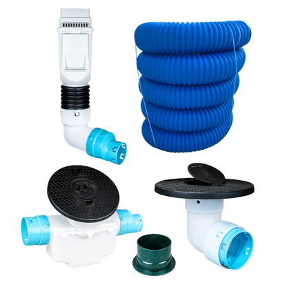 3½ Inch Premium Pro Kit for Buried Downspouts<br>Single Downspout in White