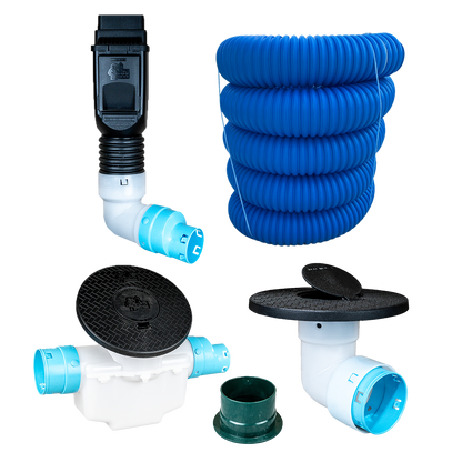 3½ Inch Premium Pro Kit for Buried Downspouts<br>Single Downspout in Black