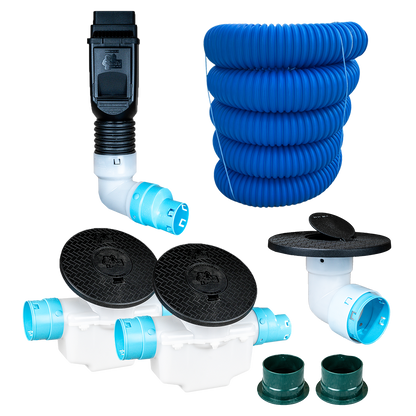 3½ Inch Premium Pro Kit for Buried Downspouts<br>Single Downspout in Black